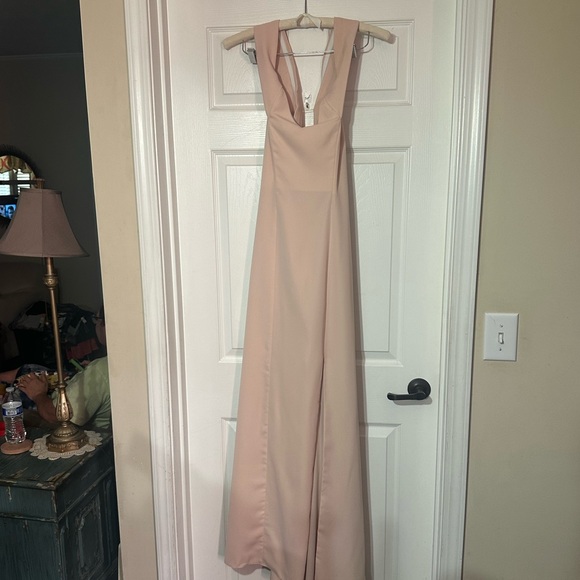 Lovely Dressy Collection off shoulder split skirt pink Sleeveless Gown NWT - Picture 10 of 10